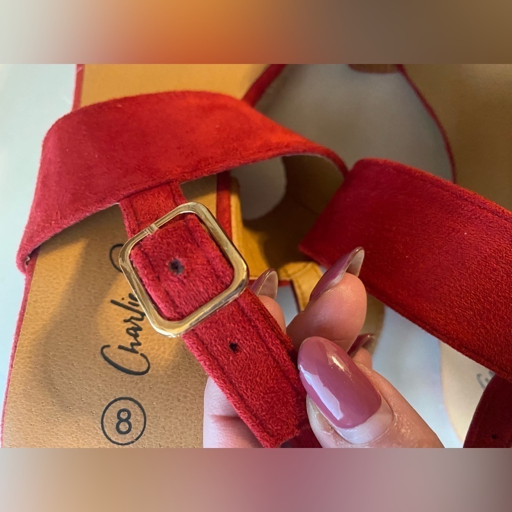 Charlie Paige Summer Strap Red Sandals Espadrilles size 8 - Picture 7 of 9